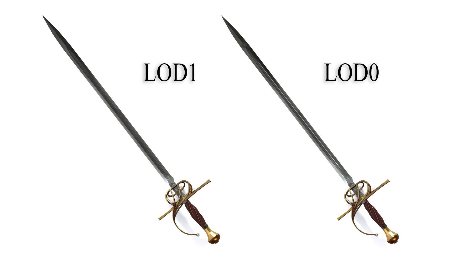 Rapier sword Low-poly 3D model_11