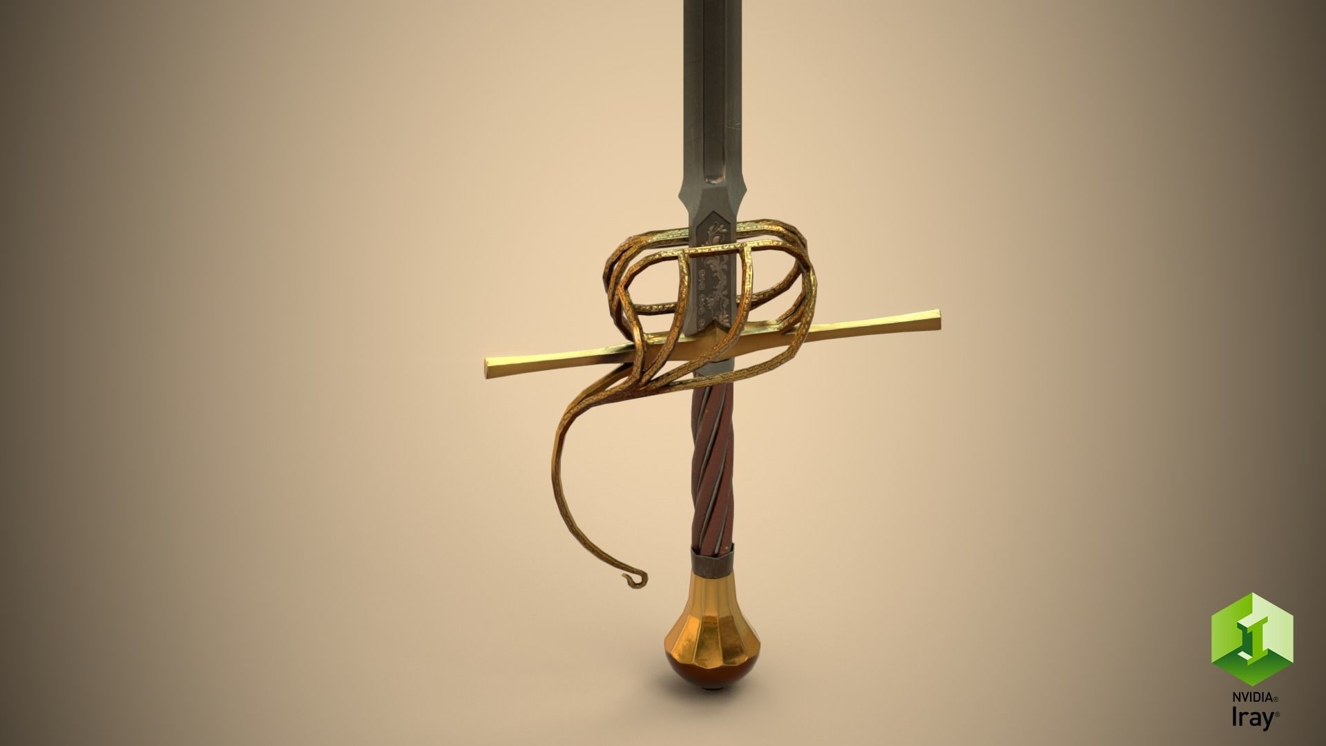 Rapier sword Low-poly 3D model_14