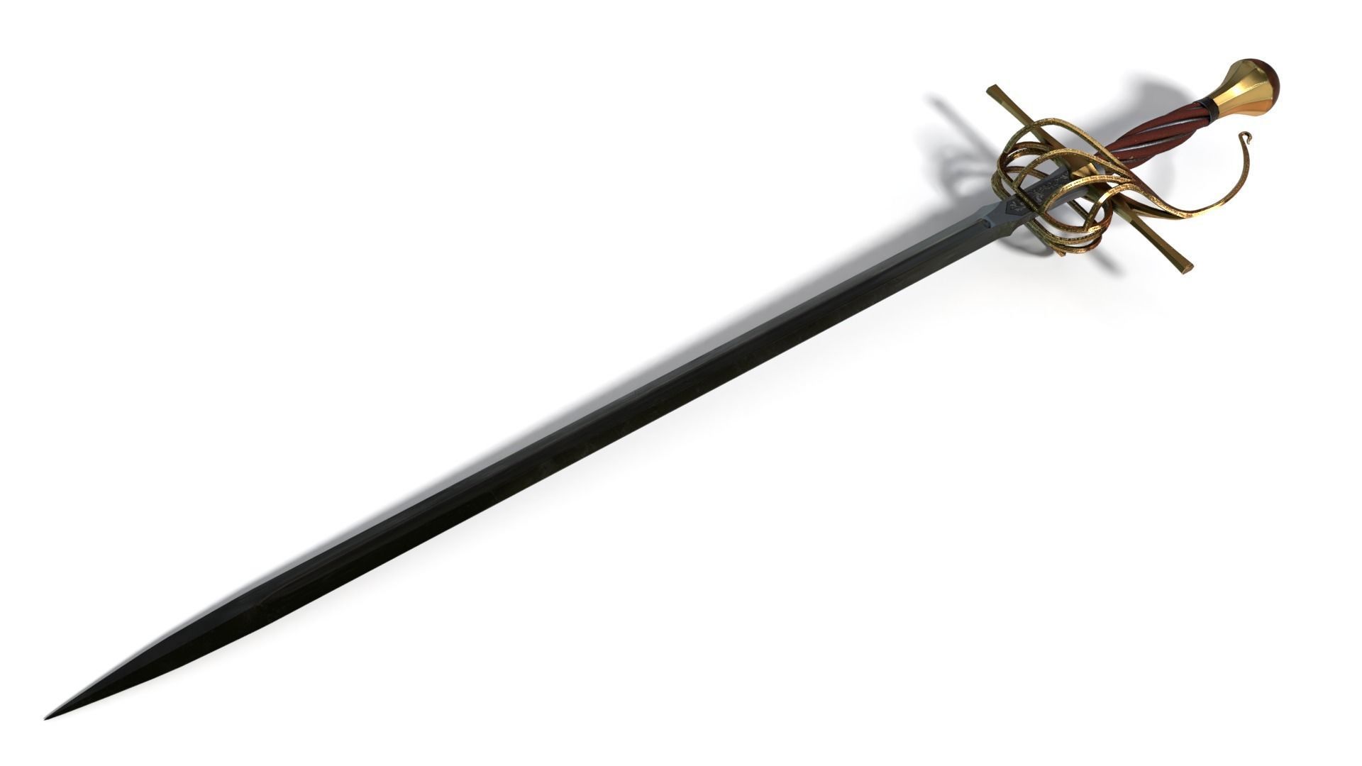 Rapier sword Low-poly 3D model_8