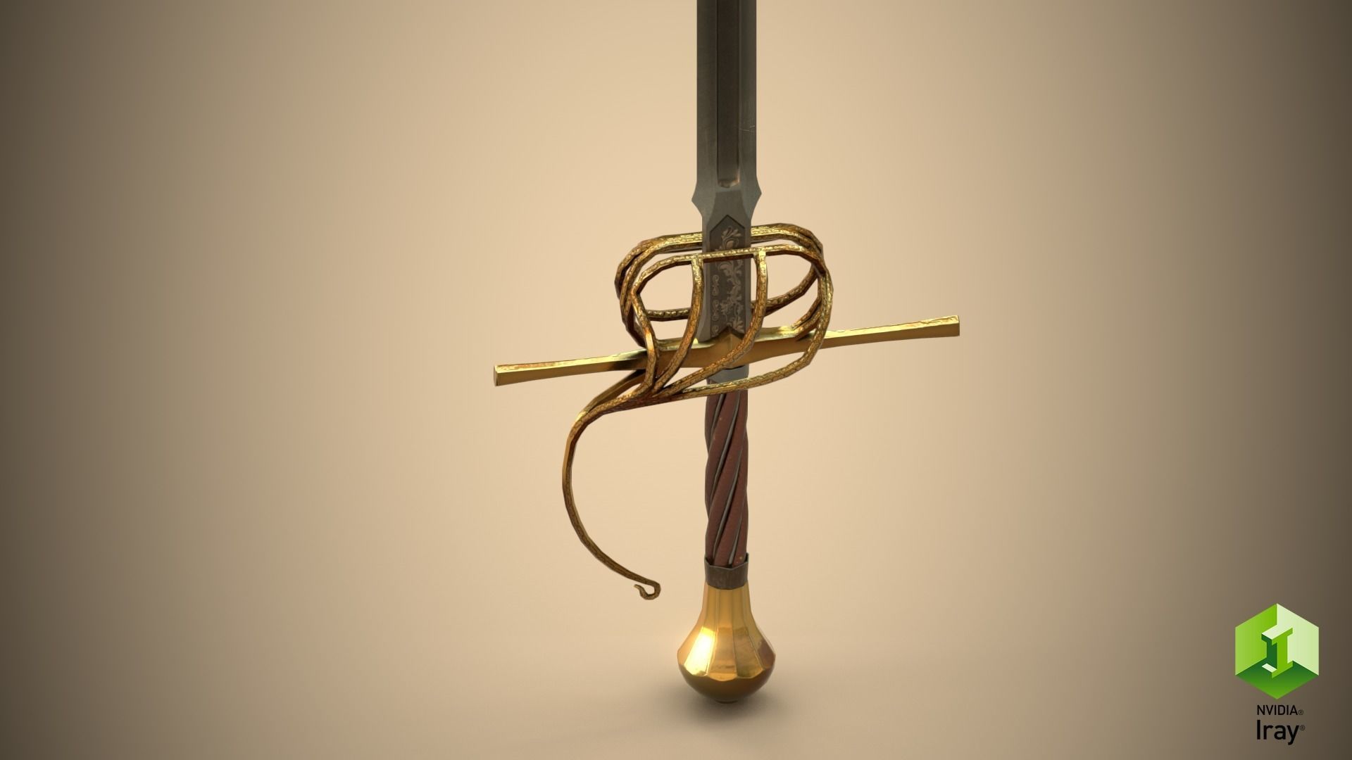 Rapier sword Low-poly 3D model_15