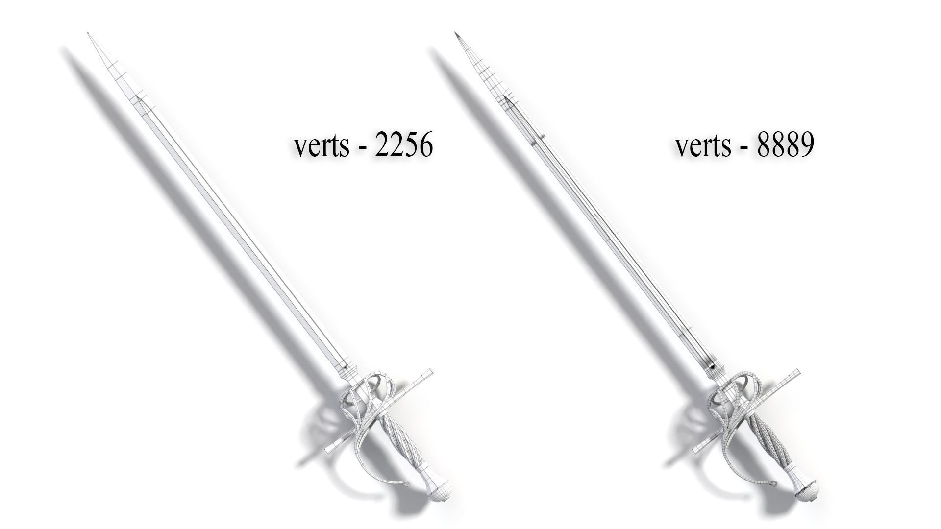 Rapier sword Low-poly 3D model_12