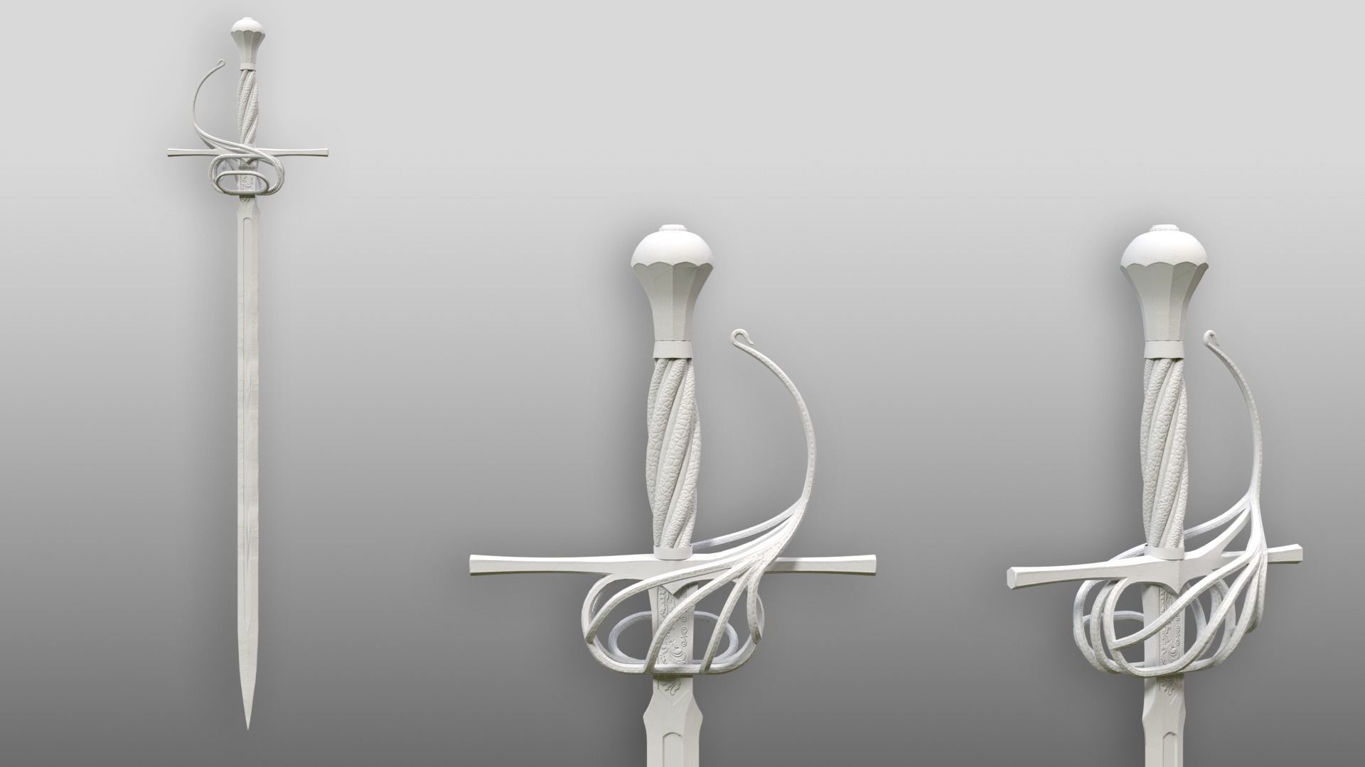 Rapier sword Low-poly 3D model_7