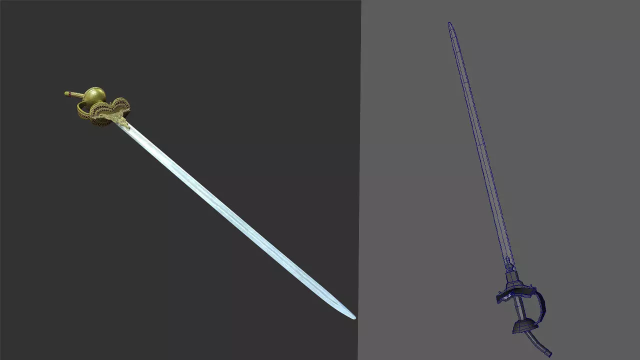 Sword Low-poly 3D model_0