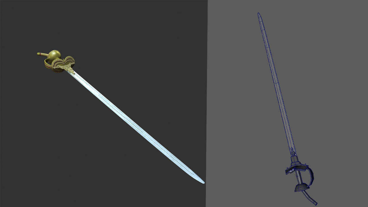 Sword Low-poly 3D model_1