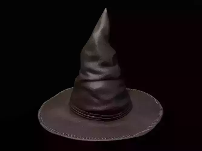 Leather Witch hat Low-poly 3D model