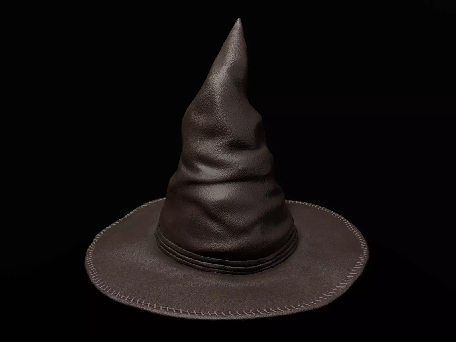 Leather Witch hat Low-poly 3D model_0