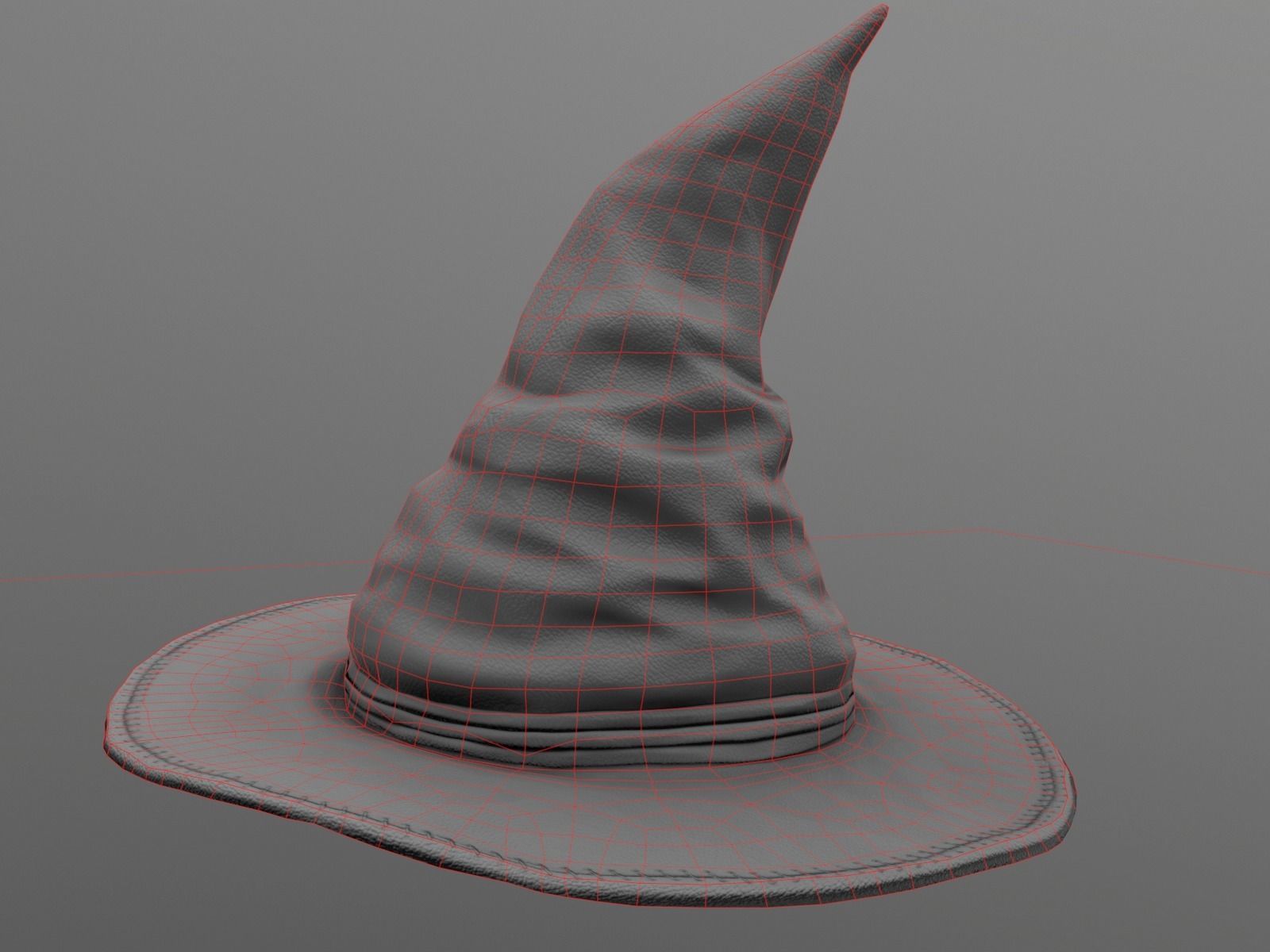 Leather Witch hat Low-poly 3D model_10