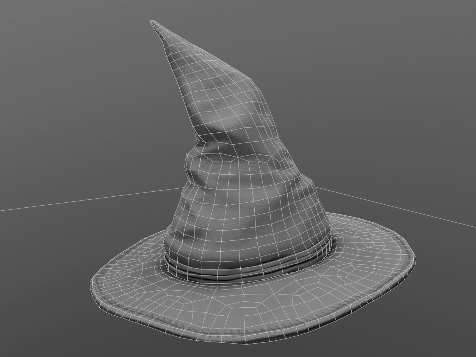 Leather Witch hat Low-poly 3D model_8