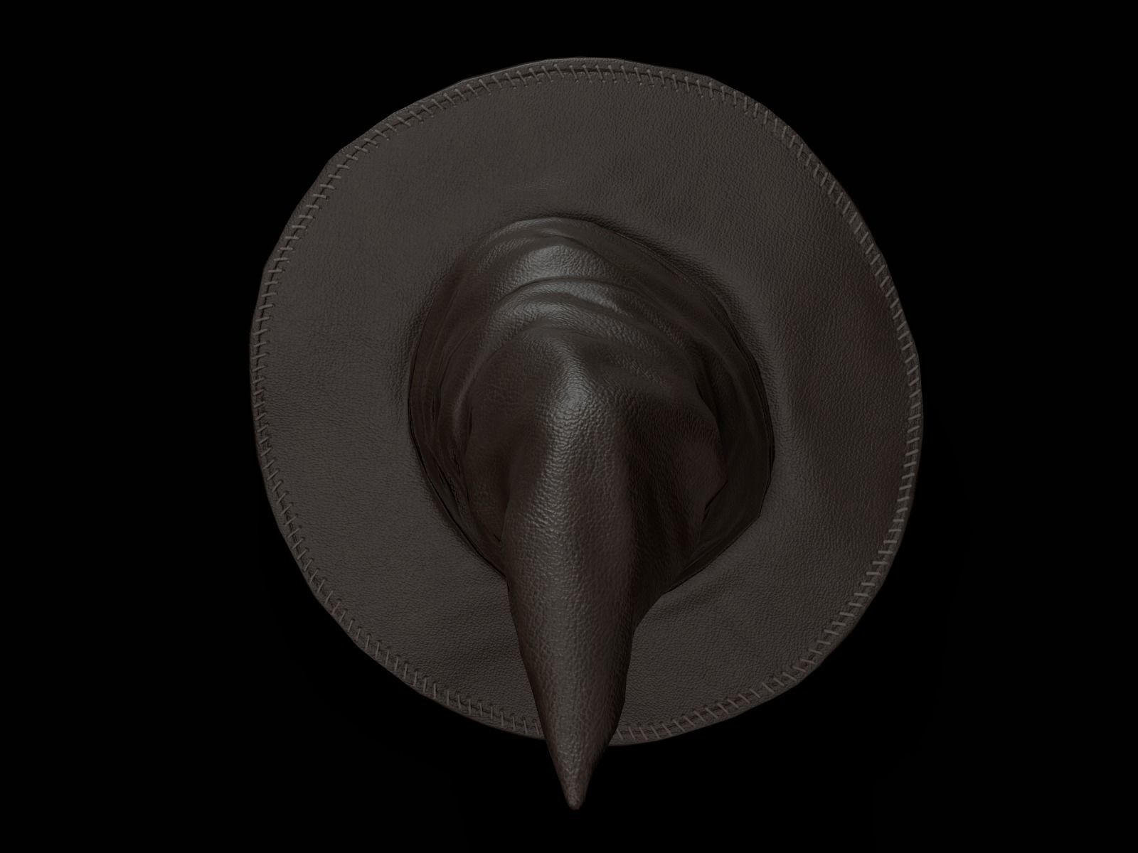 Leather Witch hat Low-poly 3D model_6