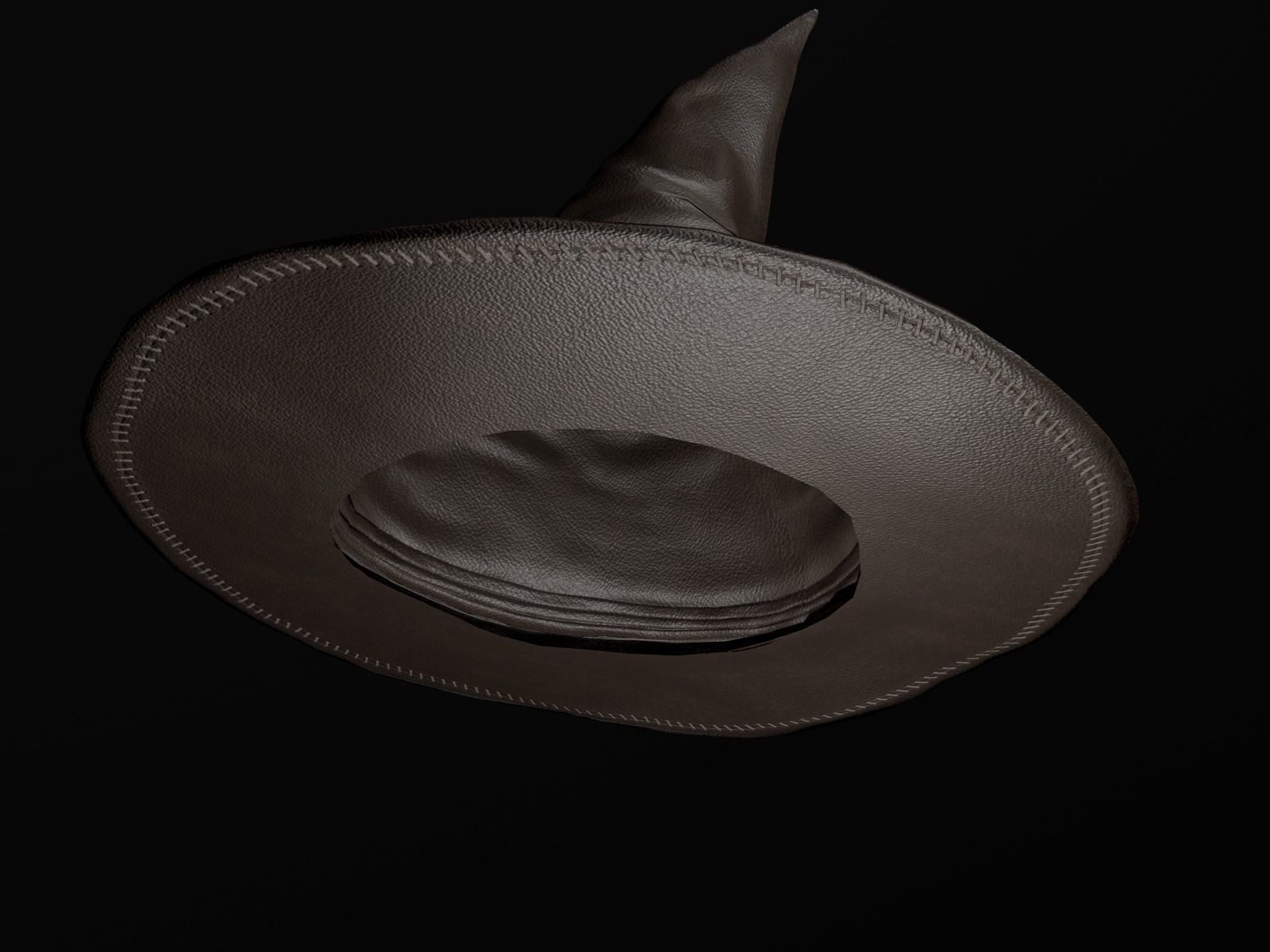 Leather Witch hat Low-poly 3D model_4