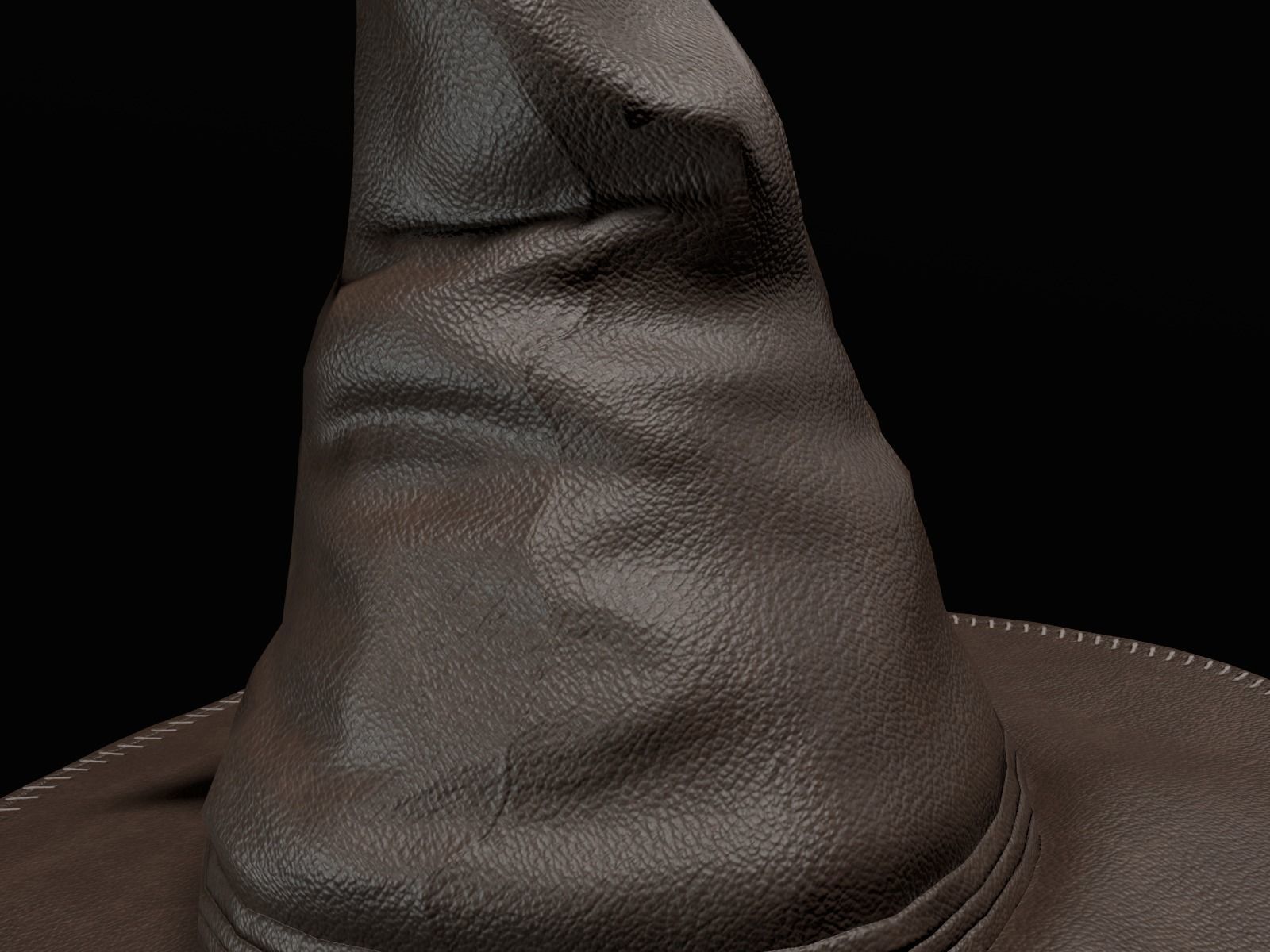 Leather Witch hat Low-poly 3D model_7