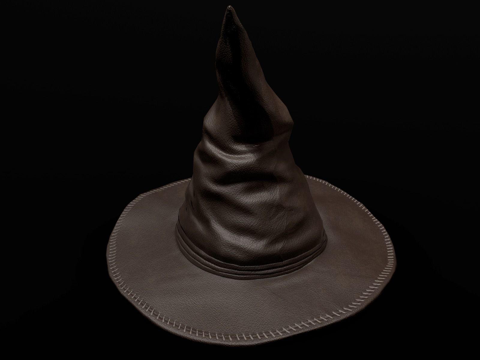 Leather Witch hat Low-poly 3D model_2