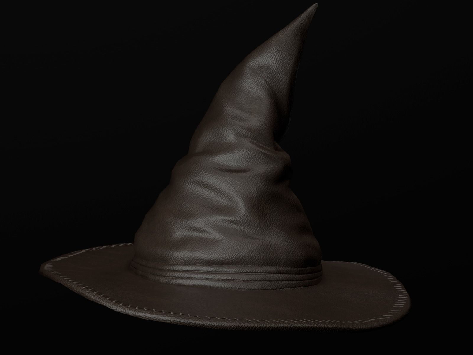 Leather Witch hat Low-poly 3D model_5