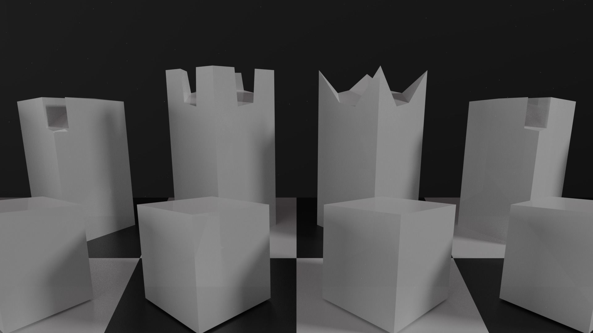 Modern minimalist chess set Low-poly 3D model_5