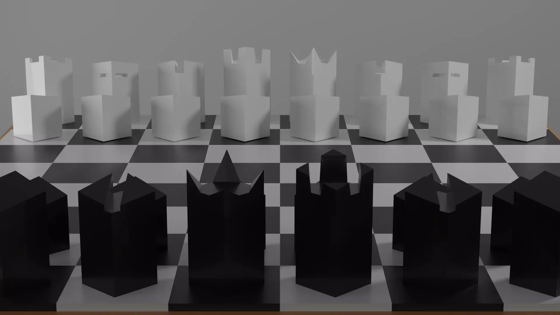 Modern minimalist chess set Low-poly 3D model_0