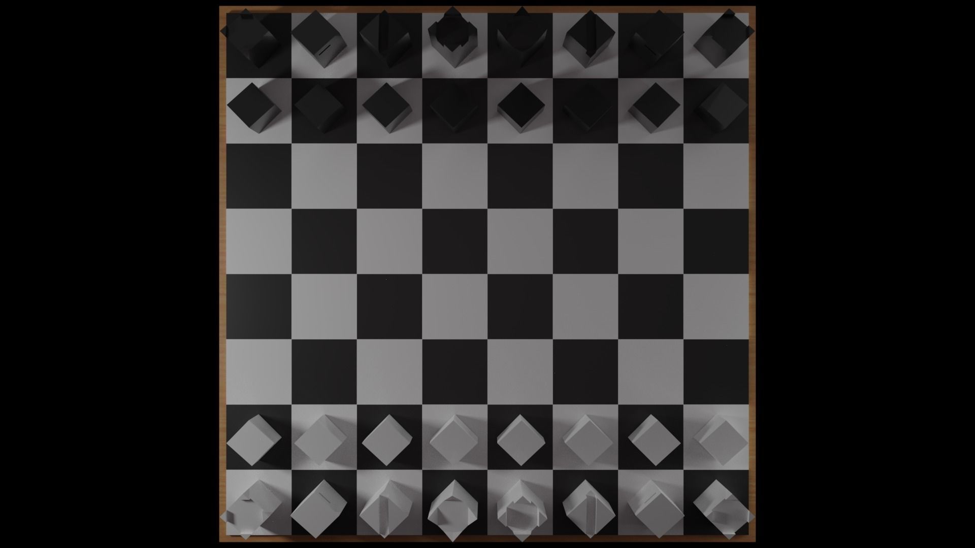 Modern minimalist chess set Low-poly 3D model_3