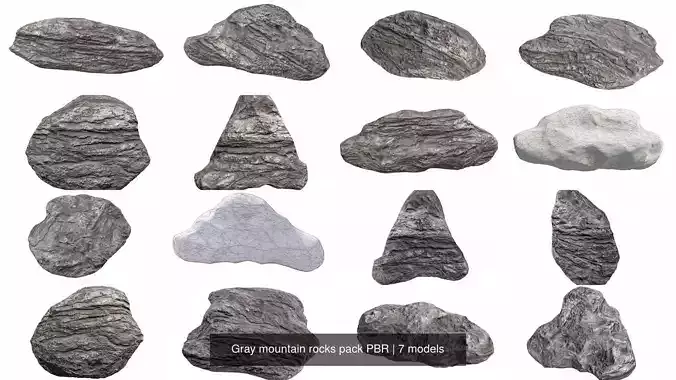Gray mountain rocks pack PBR