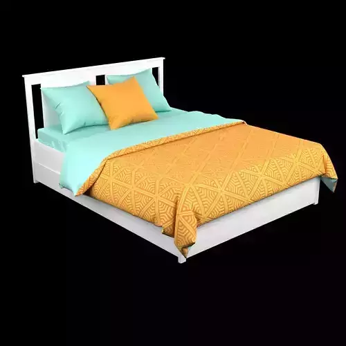 SONGESAND bed with orange and comforter