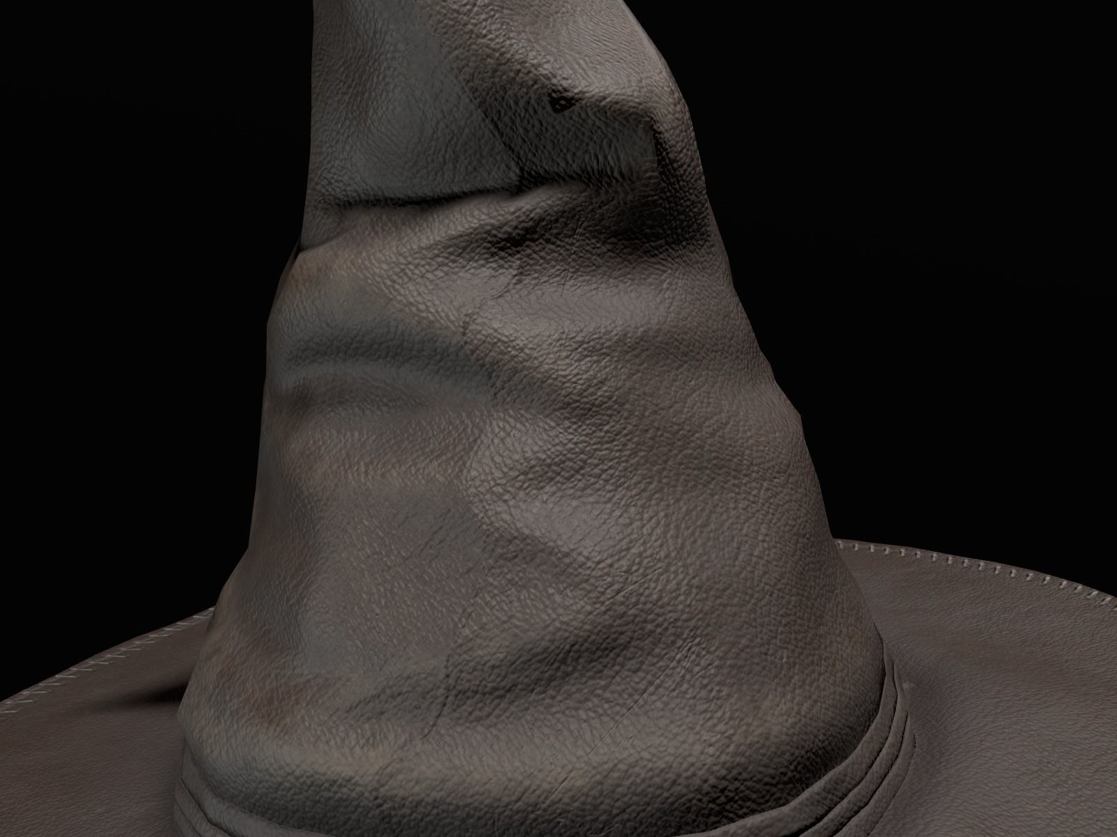 Old Leather Witch hat Low-poly 3D model_7