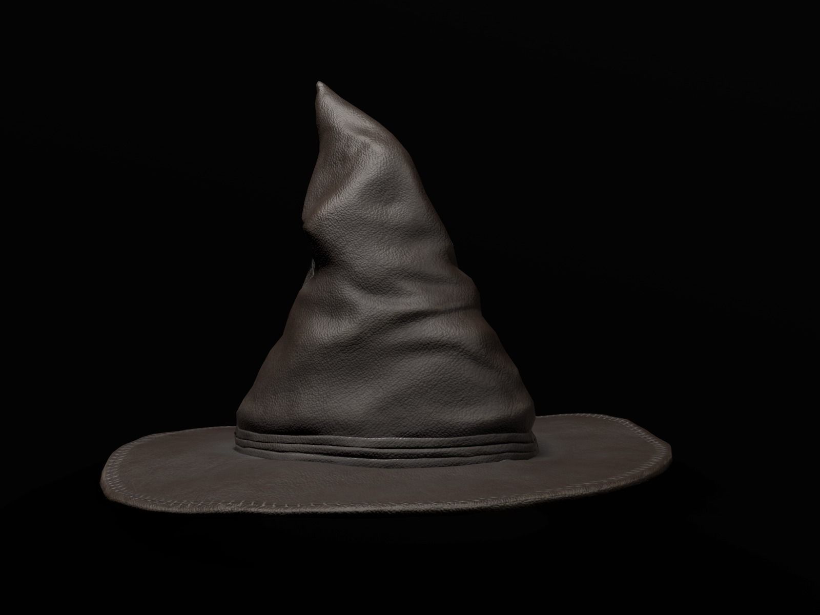 Old Leather Witch hat Low-poly 3D model_1