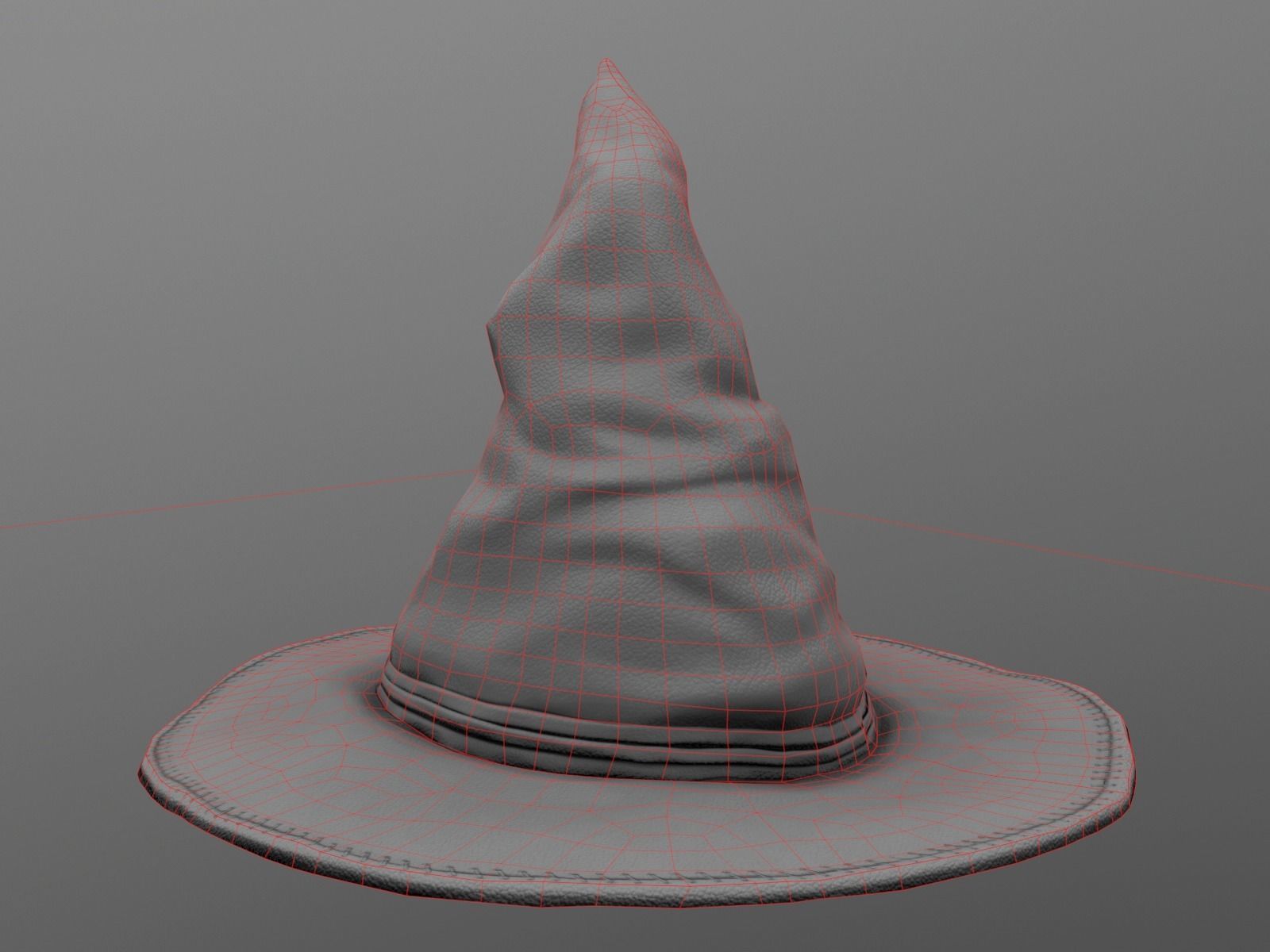 Old Leather Witch hat Low-poly 3D model_9