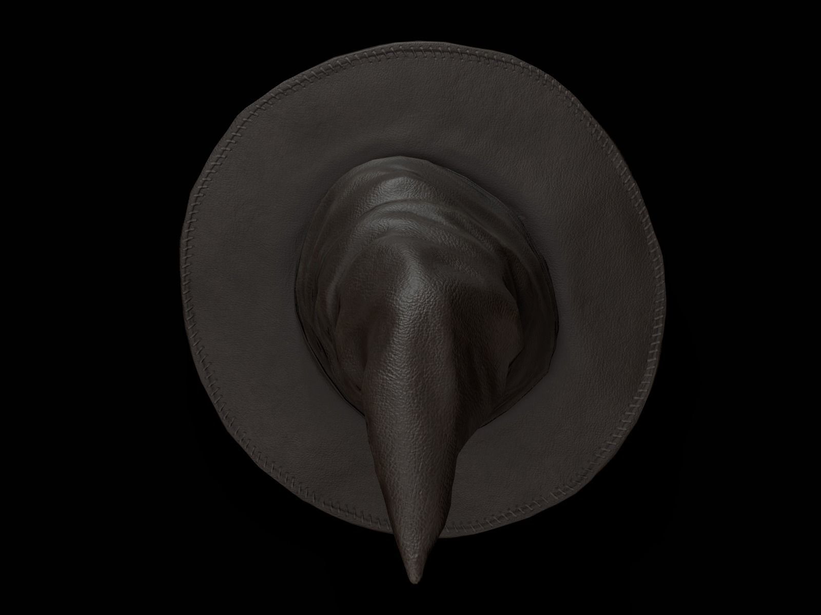 Old Leather Witch hat Low-poly 3D model_6