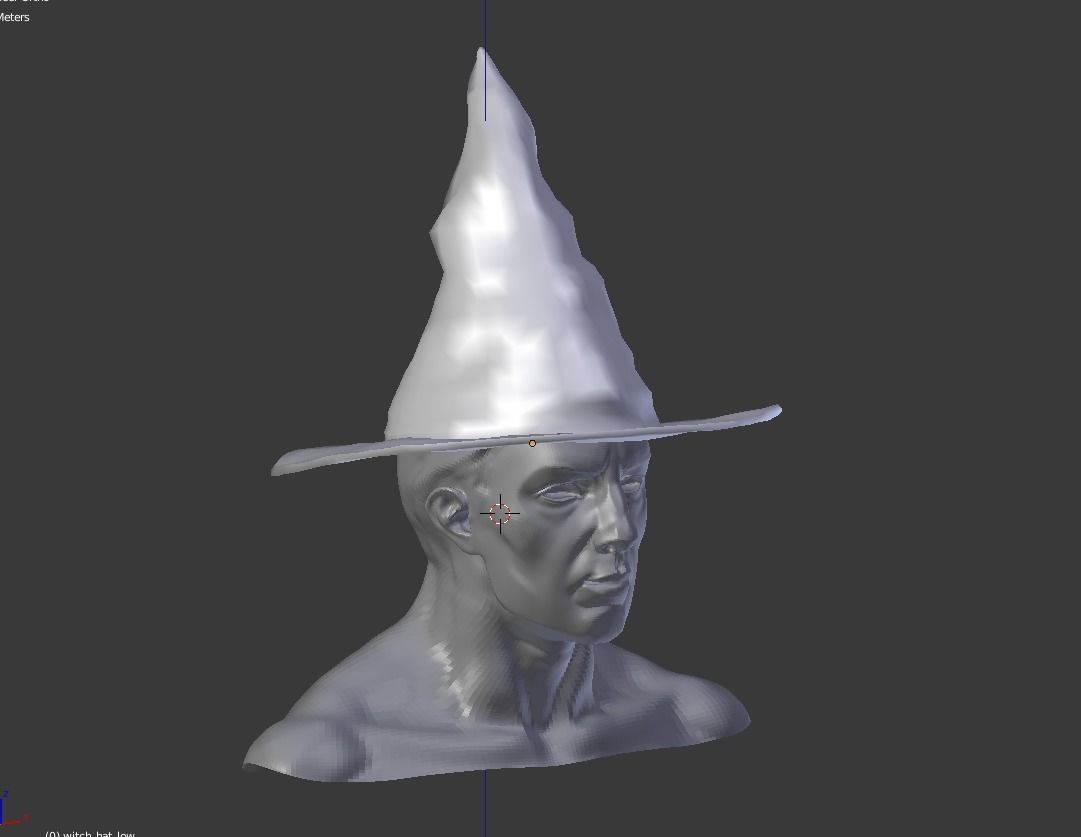 Old Leather Witch hat Low-poly 3D model_14