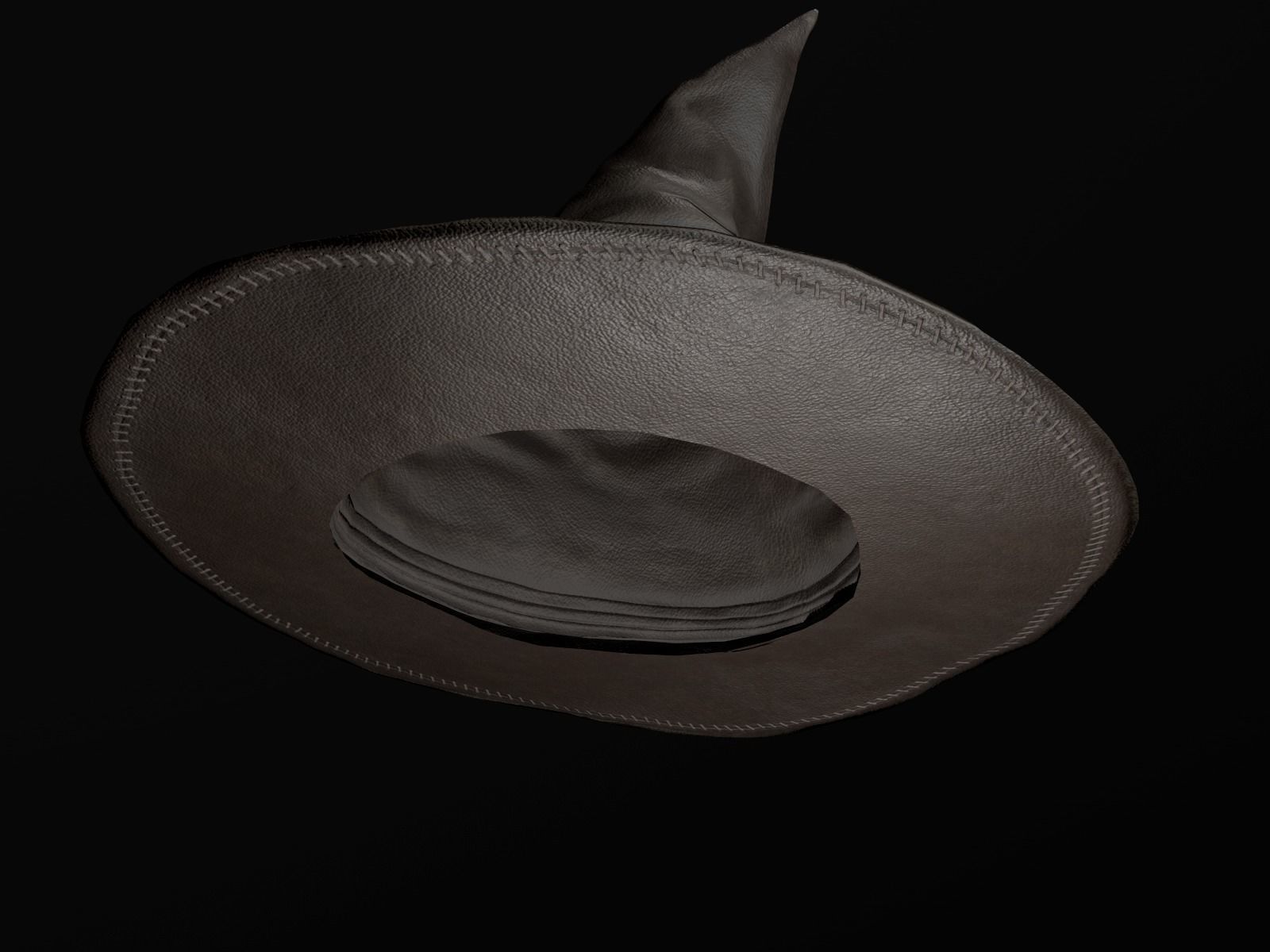 Old Leather Witch hat Low-poly 3D model_4