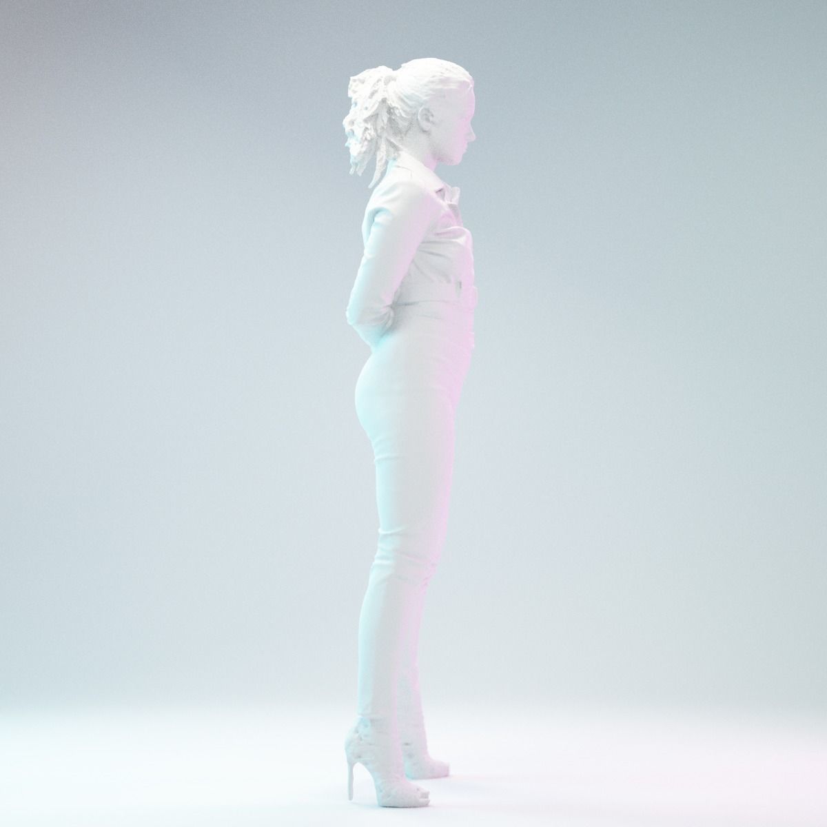 Red Snake Leather Outfit Girl Posing in High Heels Low-poly 3D model_4