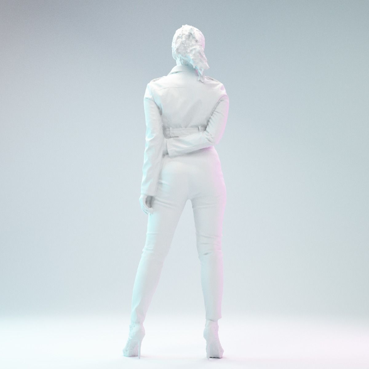 Red Snake Leather Outfit Girl Posing in High Heels Low-poly 3D model_7