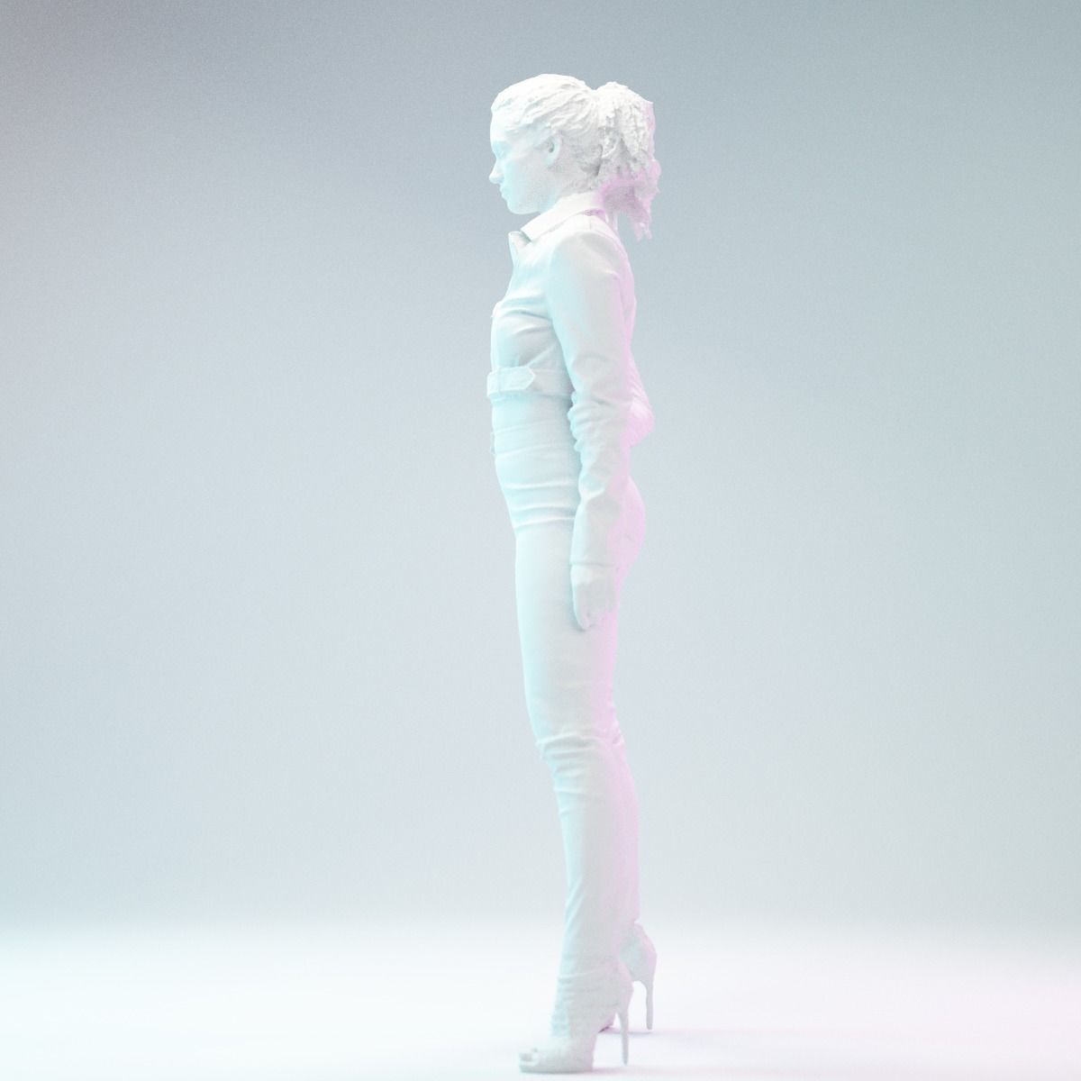 Red Snake Leather Outfit Girl Posing in High Heels Low-poly 3D model_10