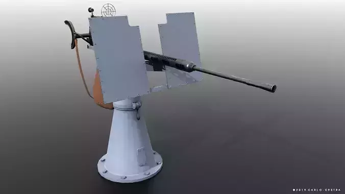 Oerlikon 20mm anti-aircraft gun Free low-poly 3D model