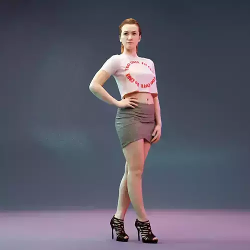 Girl in Miniskirt and High Heels Posing