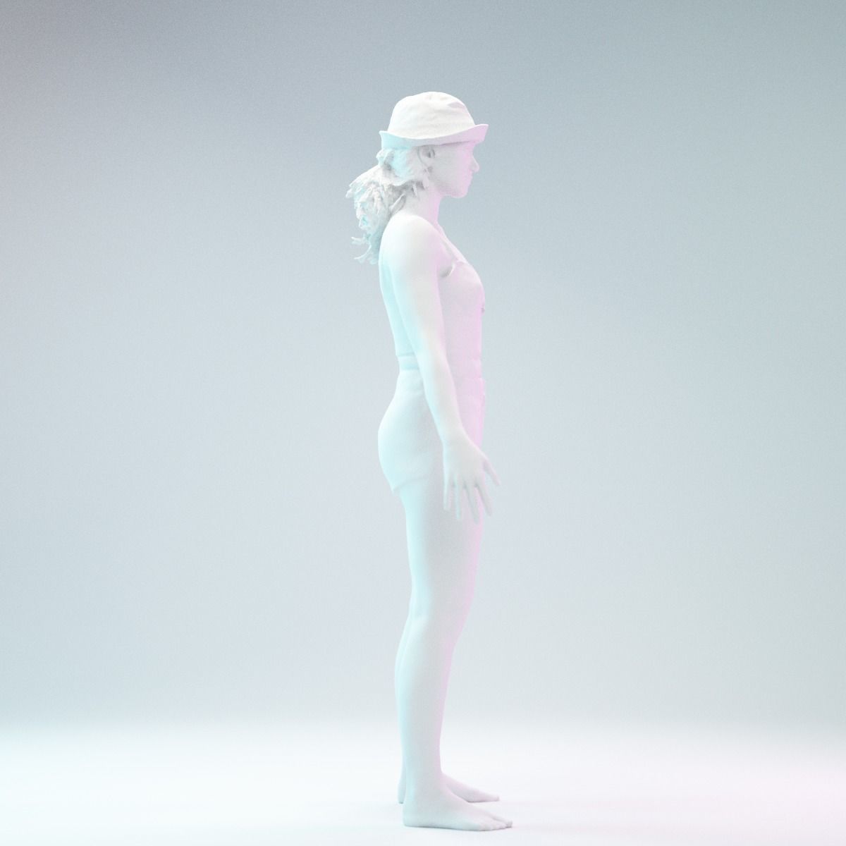 Colorful Leather Outfit Dollar Girl A-Pose Low-poly 3D model_4