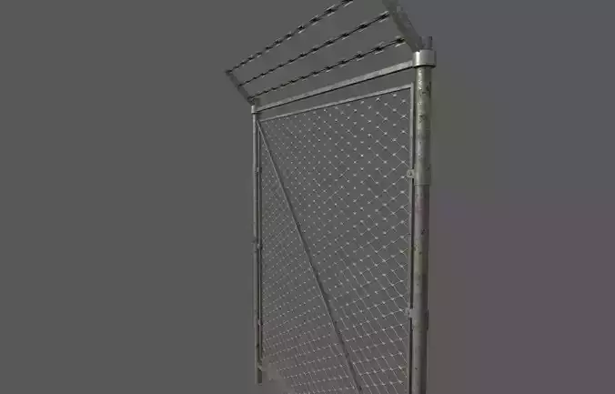 Military Damaged Chainlink Fence Low-poly 3D model
