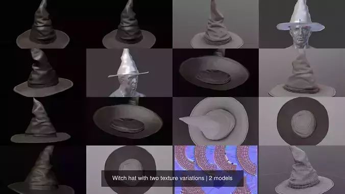 Witch hat with two texture variations