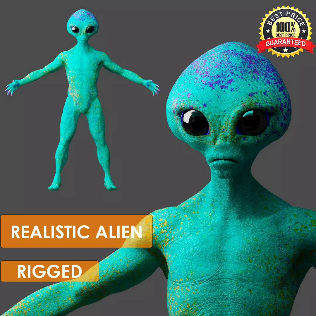 Realistic Alien low-poly Low-poly 3D model_0