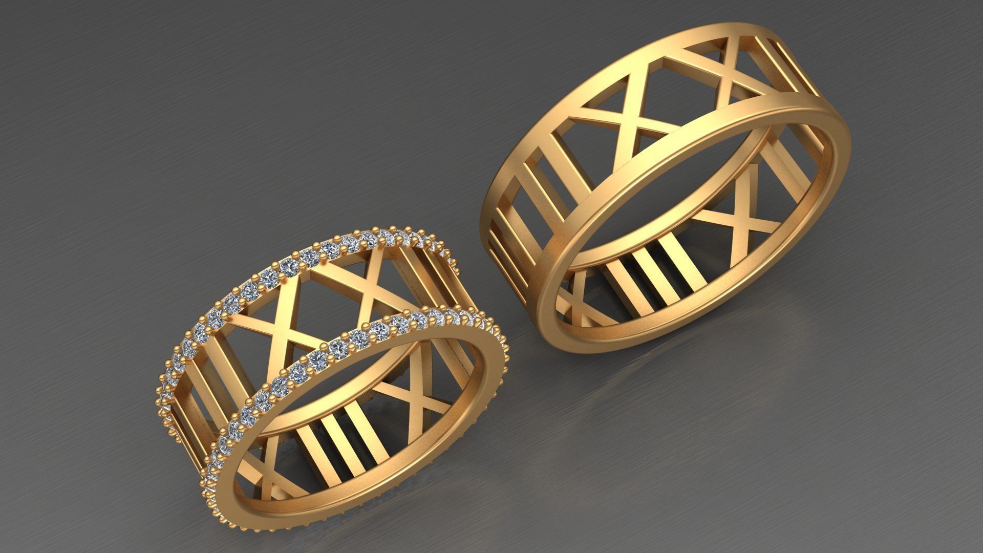 TIFFANY ATLAS WEDDING DIAMOND RINGS 3D print model_11