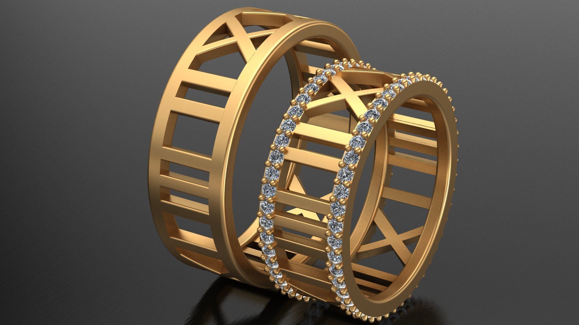 TIFFANY ATLAS WEDDING DIAMOND RINGS 3D print model_15