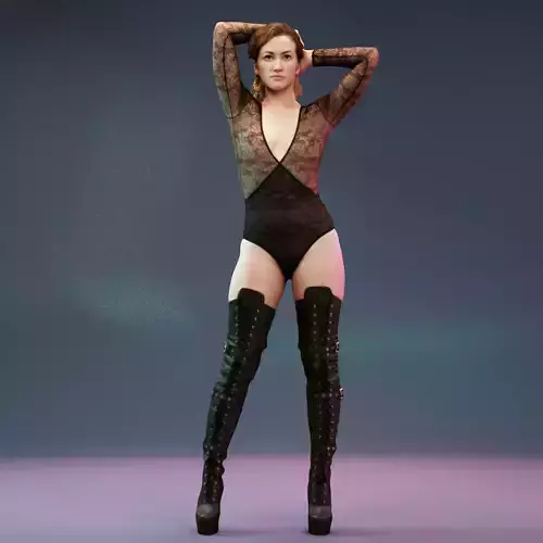 Girl in Thighhigh Boots and Lace Suit