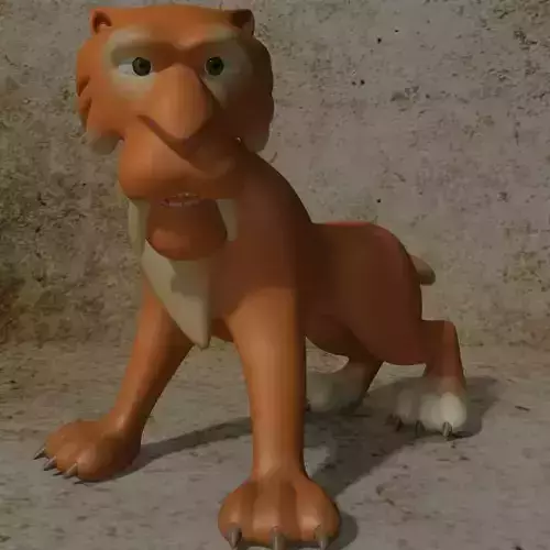 Cartoon Sabertooth Tiger RIGGED Low-poly 3D model