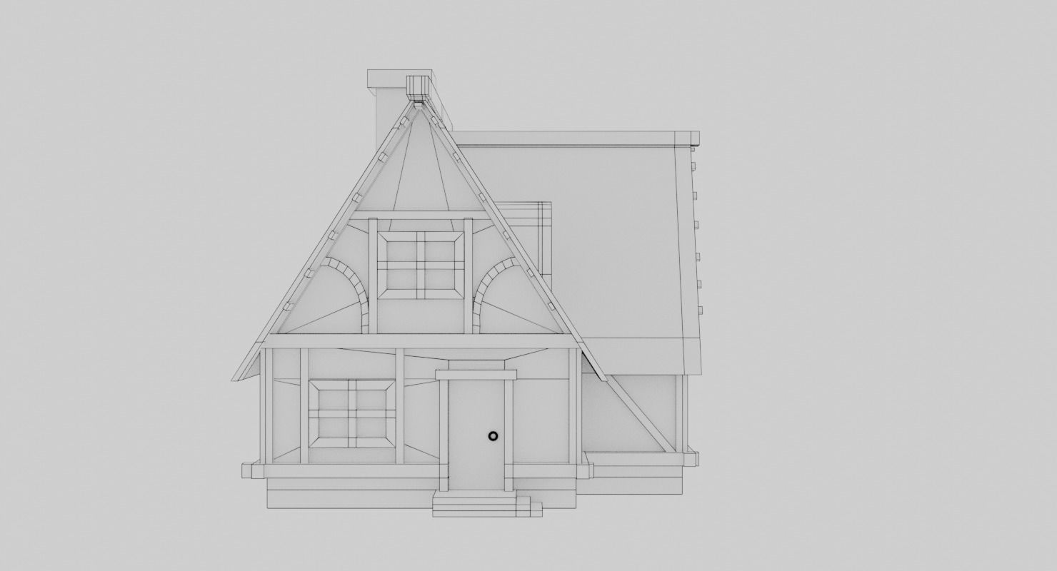 Cartoon Medieval house Low-poly 3D model_9