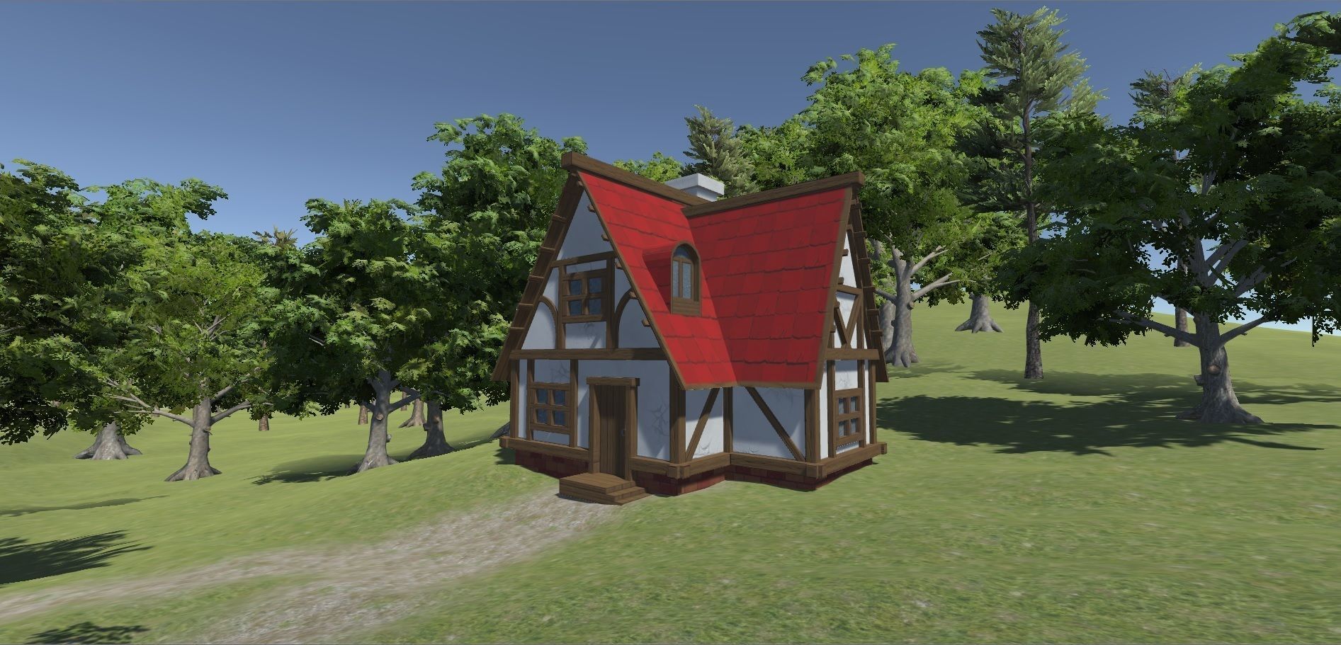 Cartoon Medieval house Low-poly 3D model_7