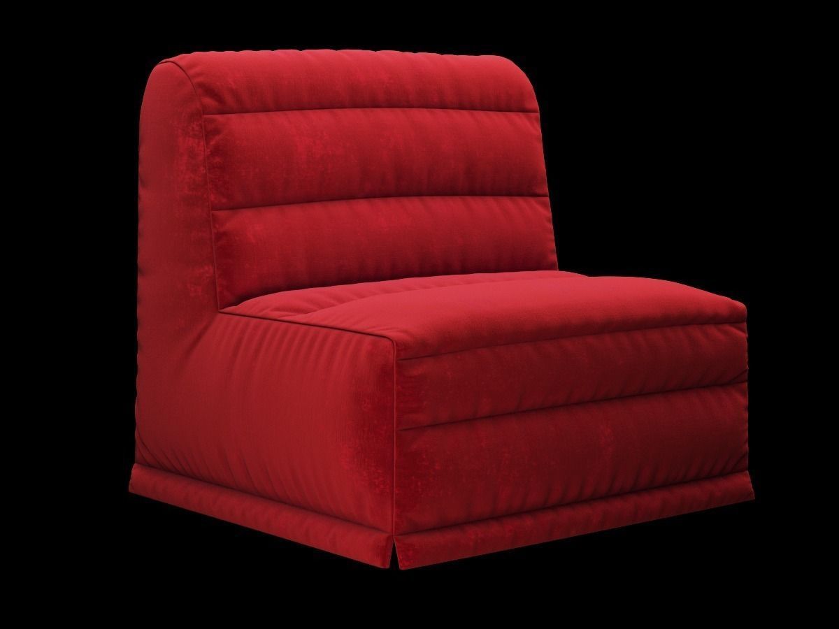 Velour sofa bed 3D model_0
