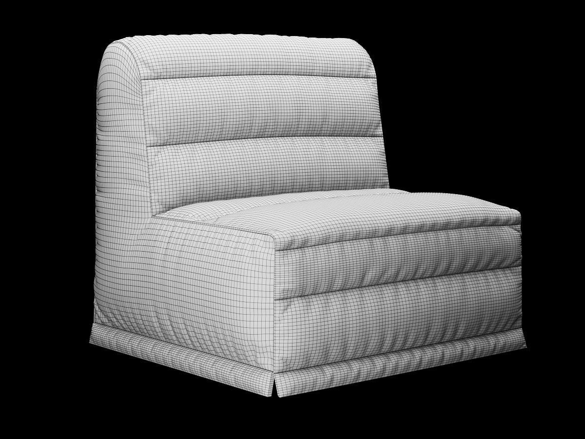 Velour sofa bed 3D model_2