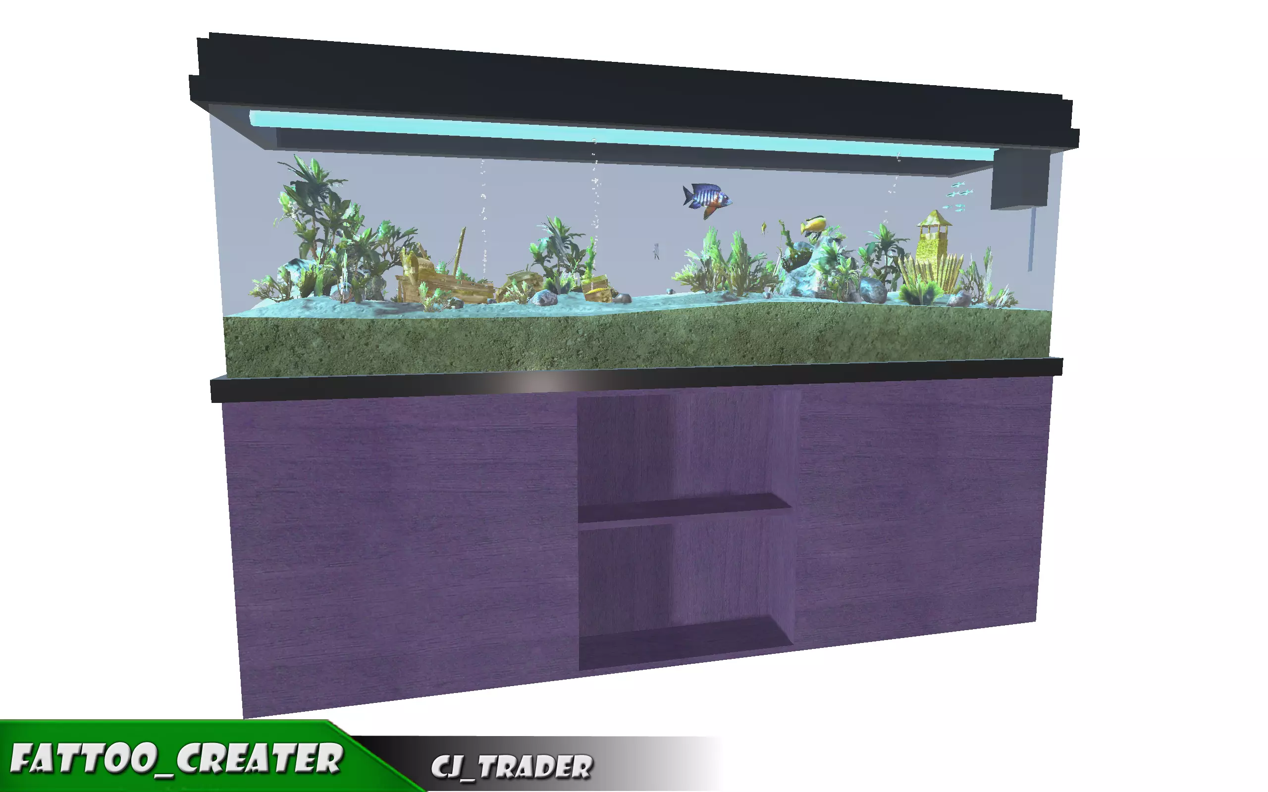 Aquarium Low-poly 3D model animated Low-poly 3D model_0