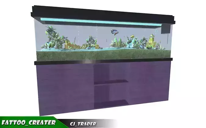 Aquarium Low-poly 3D model animated Low-poly 3D model