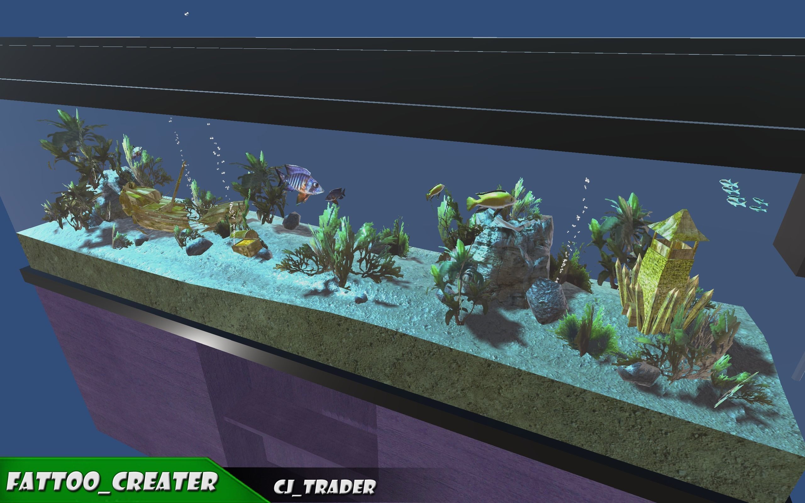 Aquarium Low-poly 3D model animated Low-poly 3D model_2