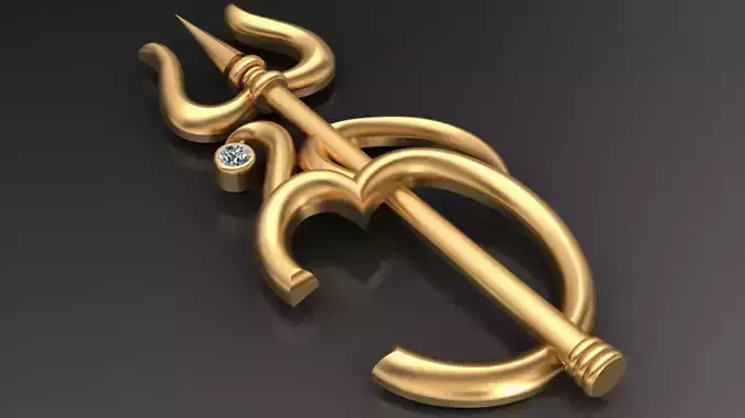 Trident Diamond Gold Brooche King