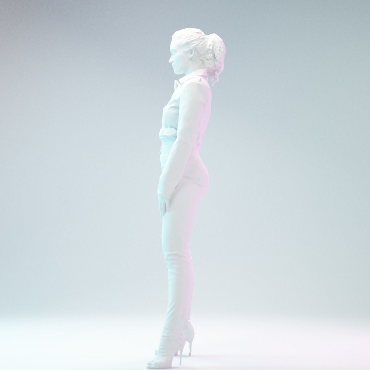 Girl in Red Leather Snake Catsuit Posing Low-poly 3D model_10